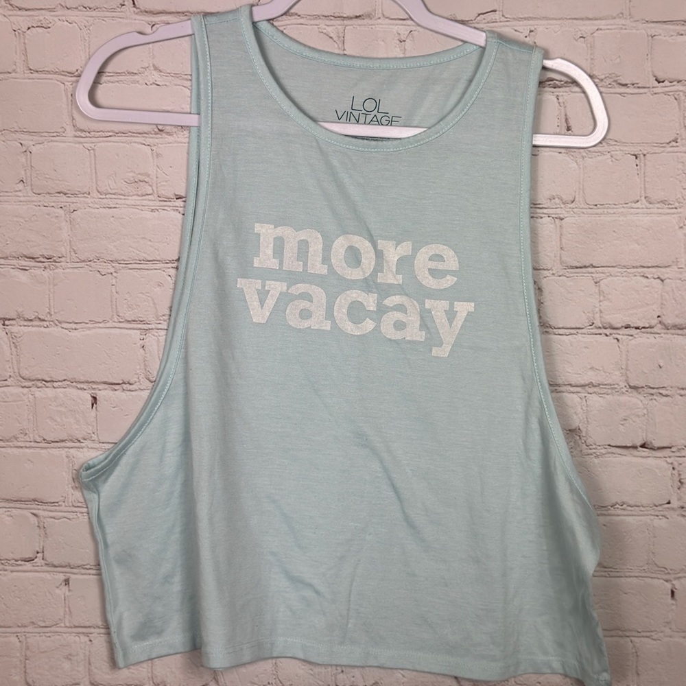 LOL Vintage Womens sleeveless crop top more vacay, sz M